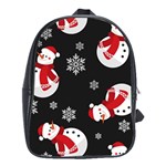 Christmas Texture, Retro Background With Snowmen School Bag (XL)