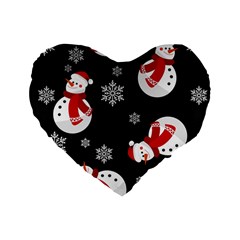 Christmas Texture, Retro Background With Snowmen Standard 16  Premium Heart Shape Cushions from ArtsNow.com Front