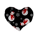 Christmas Texture, Retro Background With Snowmen Standard 16  Premium Heart Shape Cushions