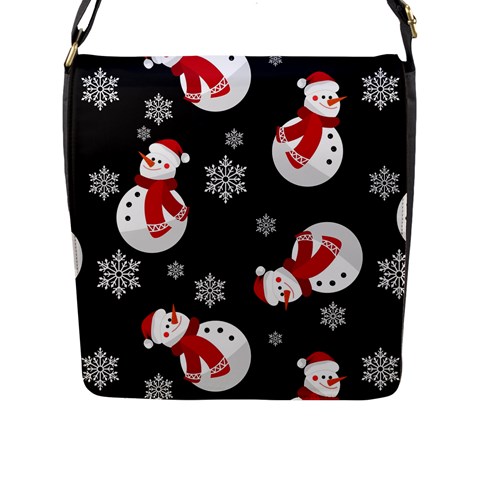 Christmas Texture, Retro Background With Snowmen Flap Closure Messenger Bag (L) from ArtsNow.com Front