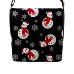 Christmas Texture, Retro Background With Snowmen Flap Closure Messenger Bag (L)