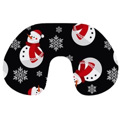 Christmas Texture, Retro Background With Snowmen Travel Neck Pillow from ArtsNow.com Front