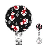 Christmas Texture, Retro Background With Snowmen Stainless Steel Nurses Watch