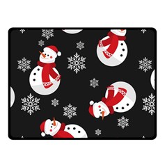 Christmas Texture, Retro Background With Snowmen Two Sides Fleece Blanket (Small) from ArtsNow.com 45 x34  Blanket Front