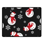 Christmas Texture, Retro Background With Snowmen Two Sides Fleece Blanket (Small)