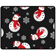 Christmas Texture, Retro Background With Snowmen Two Sides Fleece Blanket (Medium) from ArtsNow.com 58.8 x47.4  Blanket Front