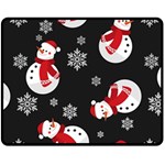 Christmas Texture, Retro Background With Snowmen Two Sides Fleece Blanket (Medium)