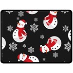 Christmas Texture, Retro Background With Snowmen Two Sides Fleece Blanket (Large)