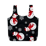 Christmas Texture, Retro Background With Snowmen Full Print Recycle Bag (M)