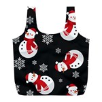 Christmas Texture, Retro Background With Snowmen Full Print Recycle Bag (L)