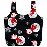 Christmas Texture, Retro Background With Snowmen Full Print Recycle Bag (XL)