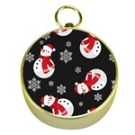 Christmas Texture, Retro Background With Snowmen Gold Compasses