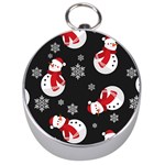 Christmas Texture, Retro Background With Snowmen Silver Compasses