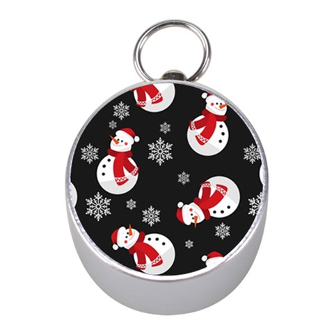 Christmas Texture, Retro Background With Snowmen Mini Silver Compasses from ArtsNow.com Front