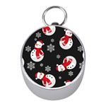 Christmas Texture, Retro Background With Snowmen Mini Silver Compasses