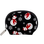 Christmas Texture, Retro Background With Snowmen Accessory Pouch (Small)