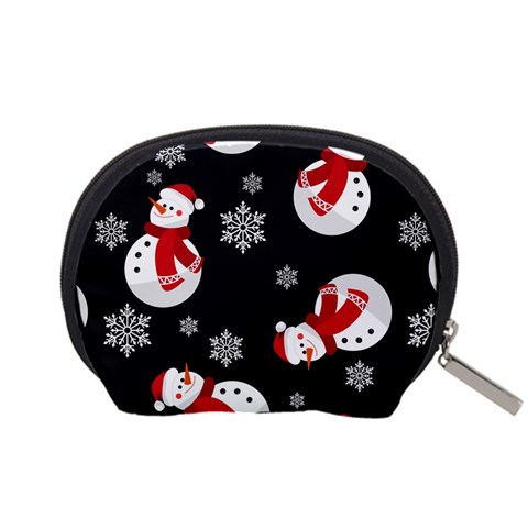 Christmas Texture, Retro Background With Snowmen Accessory Pouch (Small) from ArtsNow.com Back