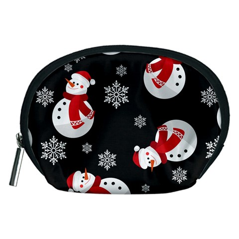 Christmas Texture, Retro Background With Snowmen Accessory Pouch (Medium) from ArtsNow.com Front