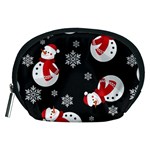 Christmas Texture, Retro Background With Snowmen Accessory Pouch (Medium)