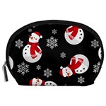 Christmas Texture, Retro Background With Snowmen Accessory Pouch (Large)