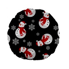 Christmas Texture, Retro Background With Snowmen Standard 15  Premium Flano Round Cushions from ArtsNow.com Front