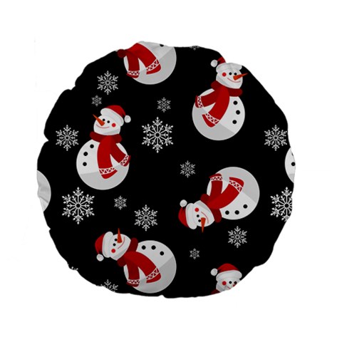 Christmas Texture, Retro Background With Snowmen Standard 15  Premium Flano Round Cushions from ArtsNow.com Back