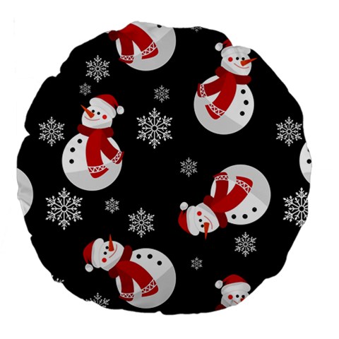 Christmas Texture, Retro Background With Snowmen Large 18  Premium Flano Round Cushions from ArtsNow.com Front