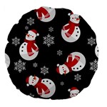 Christmas Texture, Retro Background With Snowmen Large 18  Premium Flano Round Cushions