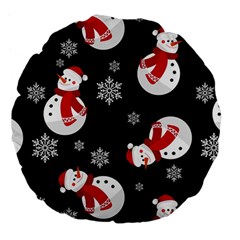 Christmas Texture, Retro Background With Snowmen Large 18  Premium Flano Round Cushions from ArtsNow.com Back