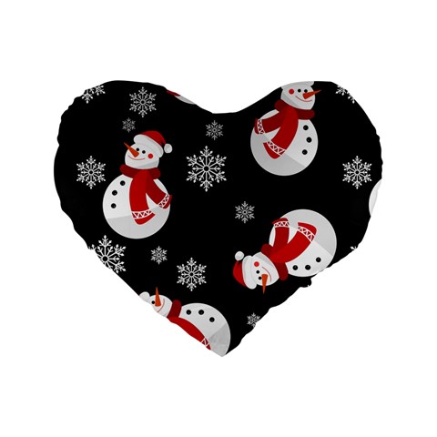 Christmas Texture, Retro Background With Snowmen Standard 16  Premium Flano Heart Shape Cushions from ArtsNow.com Front