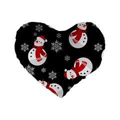 Christmas Texture, Retro Background With Snowmen Standard 16  Premium Flano Heart Shape Cushions from ArtsNow.com Front