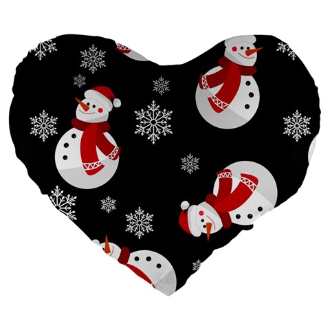 Christmas Texture, Retro Background With Snowmen Large 19  Premium Flano Heart Shape Cushions from ArtsNow.com Front