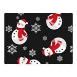 Christmas Texture, Retro Background With Snowmen Two Sides Premium Plush Fleece Blanket (Mini)