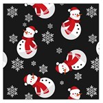 Christmas Texture, Retro Background With Snowmen Square Satin Scarf (36  x 36 )