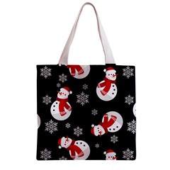 Christmas Texture, Retro Background With Snowmen Zipper Grocery Tote Bag from ArtsNow.com Back