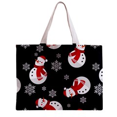 Christmas Texture, Retro Background With Snowmen Zipper Mini Tote Bag from ArtsNow.com Front