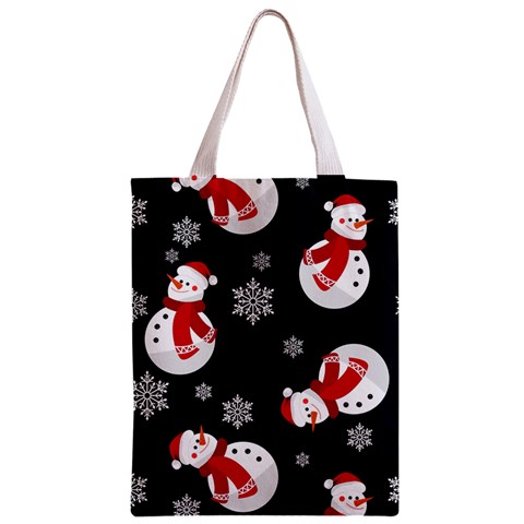 Christmas Texture, Retro Background With Snowmen Zipper Classic Tote Bag from ArtsNow.com Front