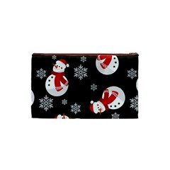 Christmas Texture, Retro Background With Snowmen Cosmetic Bag (XS) from ArtsNow.com Back