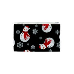 Christmas Texture, Retro Background With Snowmen Cosmetic Bag (XS) from ArtsNow.com Back