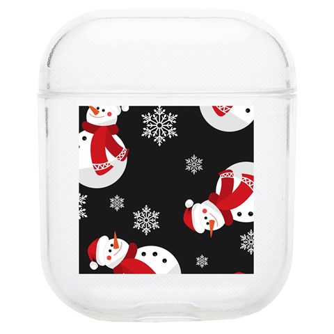 Christmas Texture, Retro Background With Snowmen Soft TPU AirPods 1/2 Case from ArtsNow.com Front