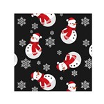 Christmas Texture, Retro Background With Snowmen Square Satin Scarf (30  x 30 )