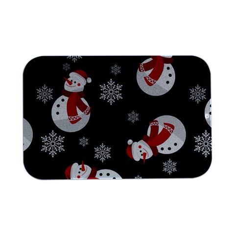 Christmas Texture, Retro Background With Snowmen Open Lid Metal Box (Silver)   from ArtsNow.com Front