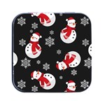 Christmas Texture, Retro Background With Snowmen Square Metal Box (Black)