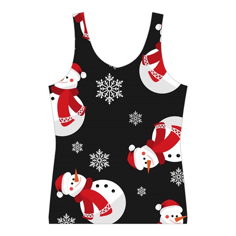 Christmas Texture, Retro Background With Snowmen Sport Tank Top  from ArtsNow.com Front