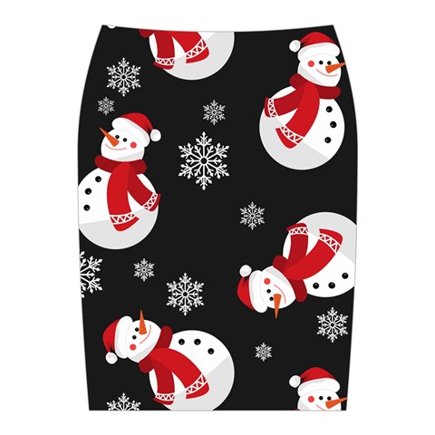 Christmas Texture, Retro Background With Snowmen Midi Wrap Pencil Skirt from ArtsNow.com Back