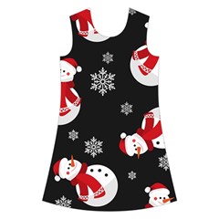 Christmas Texture, Retro Background With Snowmen Kids  Short Sleeve Velvet Dress from ArtsNow.com Front