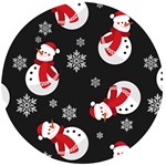 Christmas Texture, Retro Background With Snowmen Wooden Bottle Opener (Round)