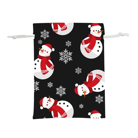 Christmas Texture, Retro Background With Snowmen Lightweight Drawstring Pouch (L) from ArtsNow.com Back