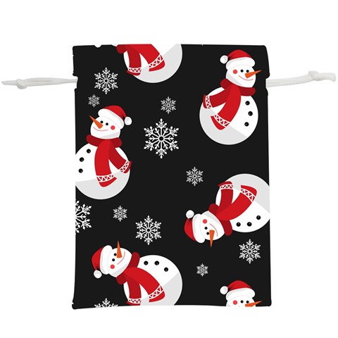 Christmas Texture, Retro Background With Snowmen Lightweight Drawstring Pouch (XL) from ArtsNow.com Front