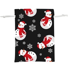 Christmas Texture, Retro Background With Snowmen Lightweight Drawstring Pouch (XL) from ArtsNow.com Back